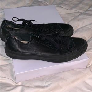 Black Leather Converse All Stars